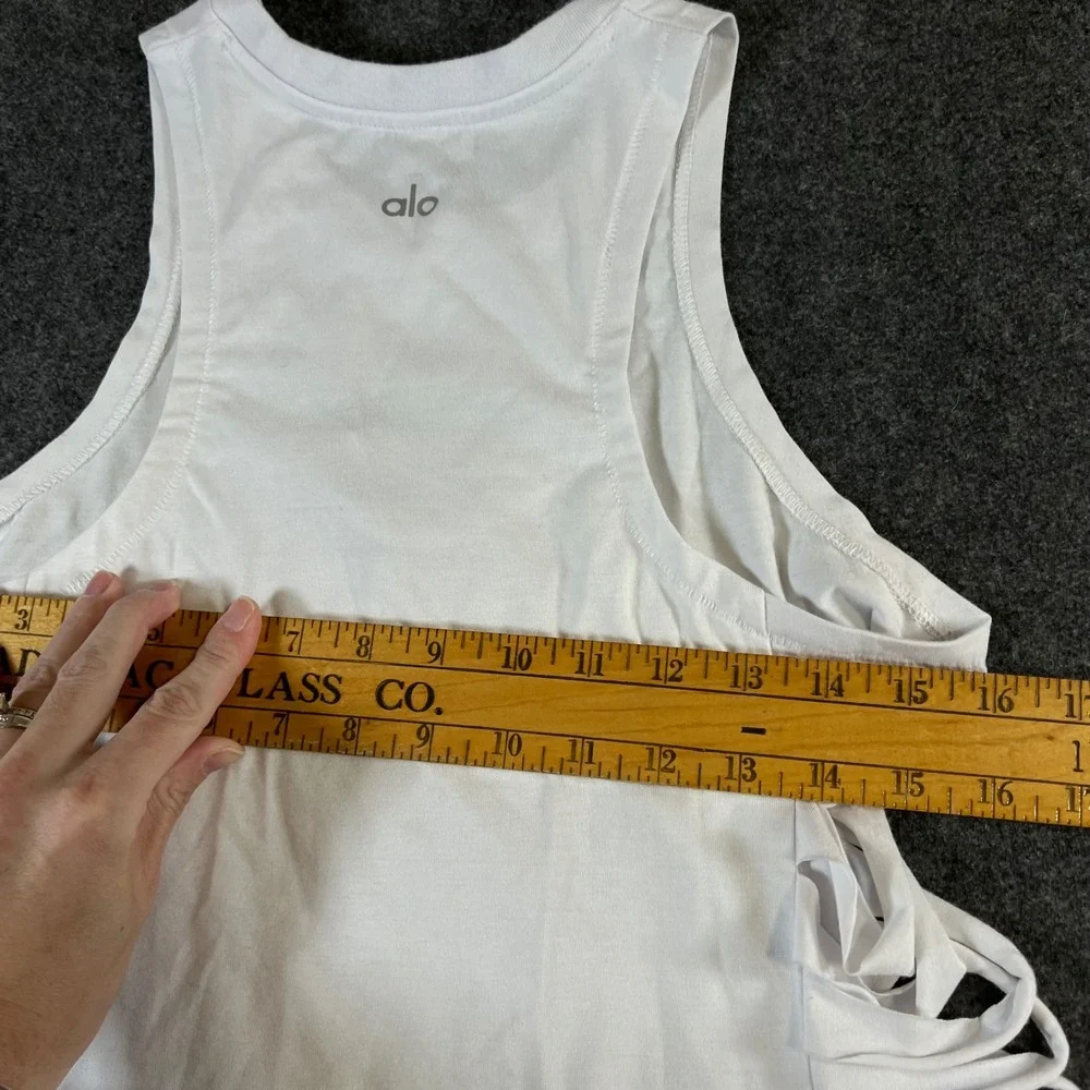Alo Yoga White Side Cut Out Slash Tank Top Racerback Activewear Women Small